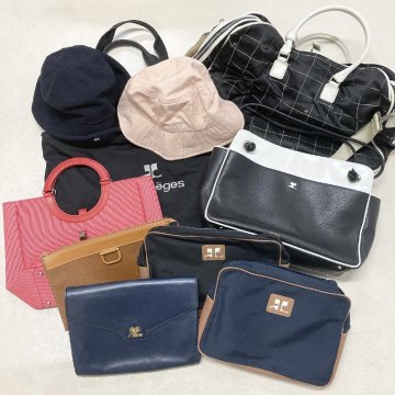 ● courreges クレージュ 10点 まとめ商品 ボストンバッグ トートバッグ ハンドバッグ ポーチ バケットハット ロゴ 現状品 4.12kg