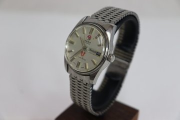 【5P1424】1円スタート RADO Purple Horse ラドー パープルホース 11782/1 腕時計 稼働品 手巻き デイデイト シルバー メンズ 現状品