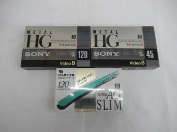 【新品未使用品 3個セット】SONY/FUJIFILM 8ミリビデオテープ METAL P6-45HG/P6-120HG/HGSLIM SUPER AG120 ソニー 富士フィルム
