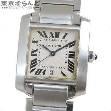 101804714 1円 カルティエ CARTIER タンクフランセーズ LM W51002Q3 アイボリー デイト SS 保証書付 腕時計 メンズ 自動巻 オートマチック
