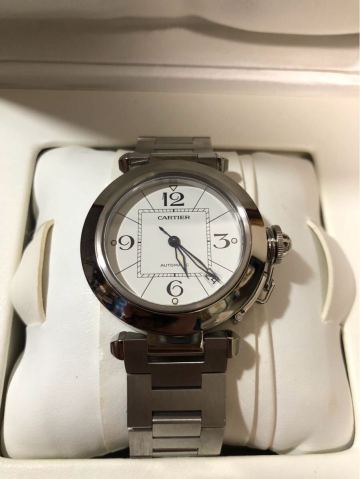 ○美品 カルティエ CARTIER パシャC W31074M7 2324 デイト オートマティック ホワイト ユニセックス 腕時計○