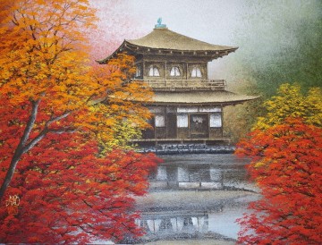 清水規 真作(新作)10号　「京の秋銀閣寺」 　　絵画　風景