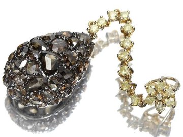 IOV15926T【1円～】新品【RK宝石】《Diamond》極上ローズカット ブラウンダイヤ 上質イエローダイヤ K18 K18WG 超高級ペンダントヘッド