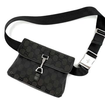 《美品》GUCCI グッチ ジャッキー GGキャンバス ボディバッグ ウエストポーチ ブラック