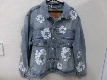 T【3x-12】【80サイズ】▲レディメイド×デニムティアーズ/2ポケット 花柄 デニムジャケット/メンズ/Lサイズ/タグ付き
