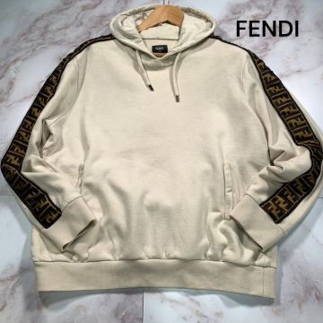 XXLサイズ相当●FENDI フェンディ カシミヤ シルク サイドライン ロゴテープ プルオーバー パーカー フーディー 54 裏微起毛 メンズ 