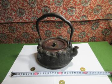 古ーい　大國寿郎　春霞堂　龍文堂時代鉄瓶　花押　 TETSUBIN JAPAN 　2