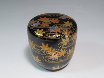 立田川　利休棗　茶平一斎造　内銀溜【茶道具】C133　