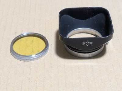 マミヤ MAMIYA 旧マミヤシックス用 内径36mm カブセ式 角型メタルフード + walz 36 W.Y 1 フィルターのオマケ付き