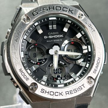 超美品 CASIO カシオ G-SHOCK ジーショック G-STEEL GST-W110-1A 腕時計 タフソーラー 電波ソーラー アナデジ 多機能 ブラック 動作確認済