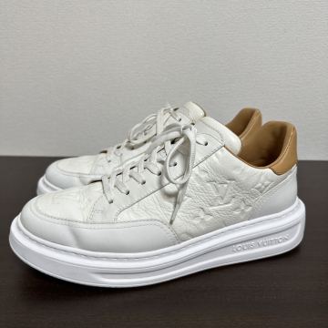 【美品】LOUIS VUITTON ルイヴィトン ビバリーヒルズライン モノグラム レザー スニーカー size 6 1/2 ホワイト×ブラウン