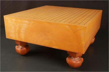 [URA]本榧製足付19路碁盤/厚み12.3cm/約11.5kg/0-7-02　(検索)骨董/囲碁/将棋/碁笥/碁石/カヤ/榧