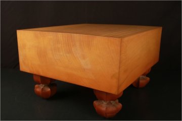 [URA]本榧製足付19路碁盤/厚み16cm/約15kg/0-7-13　(検索)骨董/囲碁/将棋/碁笥/碁石/カヤ/榧