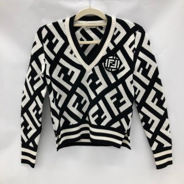 FENDI フェンディ ニット Vネック ズッカ柄 サイズ40【DHACA029】