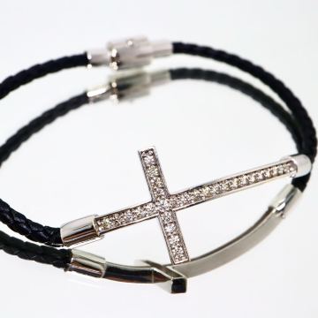 K18WG!!0.70ct!!◆天然ダイヤモンドブレスレット◆A 約8.9g 約18.5cm diamond bracelet cross クロス ジュエリー jewelry FA1/X592