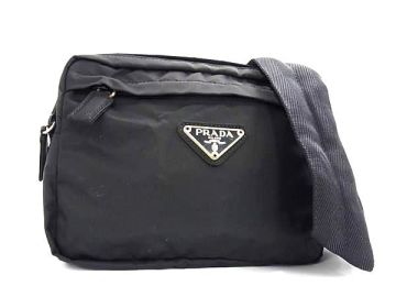 1円 ■美品■ PRADA プラダ テスートナイロン ボディバッグ ウエストバッグ ウエストポーチ メンズ レディース ブラック系 BM8248