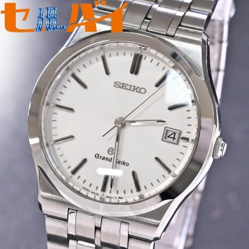 本物 極上品 セイコー 8N65-9000 グランドセイコー GS デイト 男性用腕時計 メンズウォッチ 純正SSブレスレット GRAND SEIKO