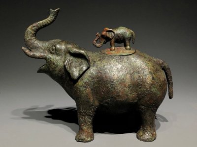 【安】南北朝時代 青銅器 象尊 中国古美術 古置物 古擺件 古董品 古美味 骨董品 336