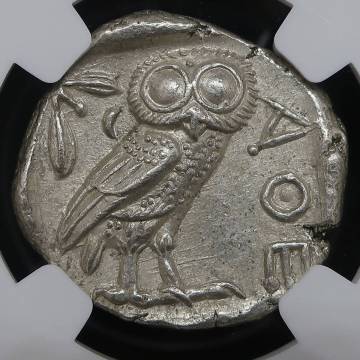 【1円スタート】 440-404BC アッティカ アテネ テトラドラクマ銀貨 ChAU 4/5-4/5 NGC アンティークコイン