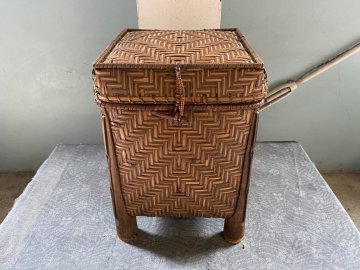 蓋付き 収納 竹籠 竹かご 竹カゴ 伝統工芸品▼タイ山岳民族民芸品東南アジア