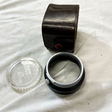希少 Canon S-42 メタルフード 40 mm径 ＋ クリアフィルターケース ＋ 純正レザーケース　