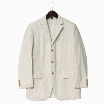 TJ2801▽イタリア製*GIVENCHY/ジバンシィ*メンズ50/7R*コットンリネン*ストライプ柄 テーラードジャケット*ブレザー*アイボリー系