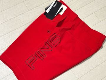 新品★ピン ゴルフ PING GOLF サイドPINGビッグロゴ 吸水速乾 撥水 ストレッチ ショートパンツ/レッド/サイズLL(w86)/送料185円