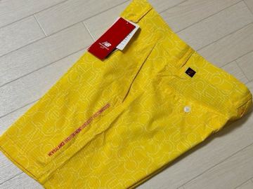 新品★ニューバランス ゴルフ 総ロゴプリント Dot Air 吸汗速乾 ストレッチ ショートパンツ/イエロー/サイズ6(w84-88)/送料185円