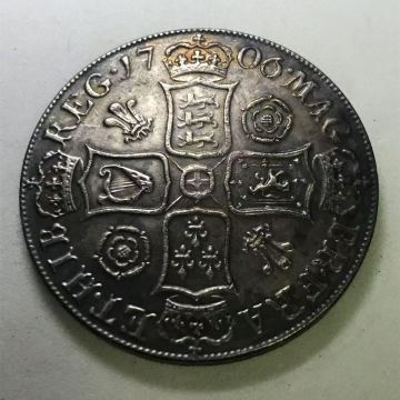 銀貨 1706年　イギリス　アン女王　クラウン銀貨　1シリング　古銭　貿易銀 大型銀貨 d-417