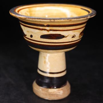 時代　鉄絵　花鳥文　高足杯　/杯　盃　酒杯　煎茶道具　検索：　中国美術　　越州窯　磁州窯　李朝　.G2569