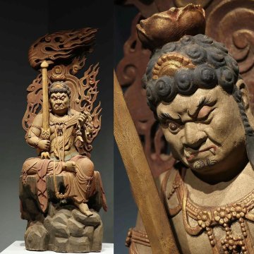 ▼渡鶴羽▼A669明時代 楠木彩絵 不動明王 楠木細工彫刻★仏教古美術★仏像★細密細工★廃寺旧蔵★廃寺買出品