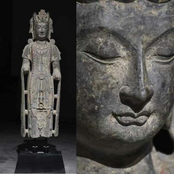 ▼渡鶴羽▼A544北斉時代 青州石観音 青州石細工彫刻★仏教古美術★仏像★細密細工★廃寺旧蔵★廃寺買出品