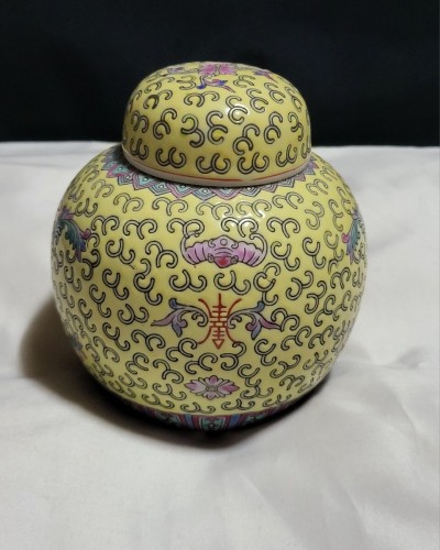 ◆中国骨董 景徳鎮◆蓋付き壺 ジンジャーポット 茶壺