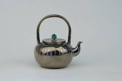  純銀保証 大国造 般若心経文彫 玉摘 湯沸 銀瓶 純銀製 時代物 美術品 煎茶道具 