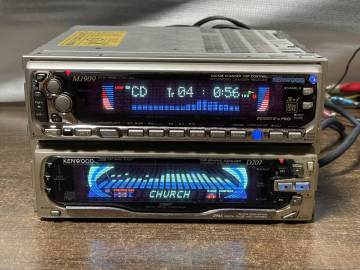 OH動作品□ケンウッド製1DIN+1DIN CD/3MDデッキ MJ909/D707 動作確認済 要MZケーブル