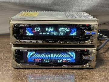 メンテ動作品□ケンウッド製1DIN+1DIN CD/MDデッキ M707/D707 動作確認済 要MZケーブル
