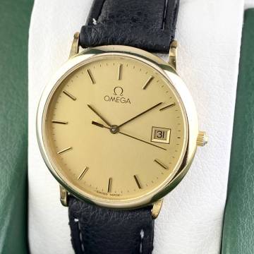 【1円〜】OMEGA オメガ 腕時計 メンズ DE VILE デビル ゴールド文字盤 ラウンドフェイス デイト 可動品