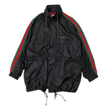 1円 GUCCI グッチ GGジャガード ウェブライン ナイロン ジャケット ブラック メンズ 618891 サイズ44 アウター