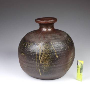 ■古備前蕪徳利　桃山時代　保証　景色豊富な優品　花器