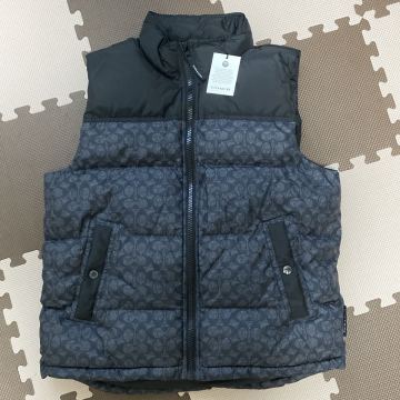 100円スタート 全国最安値に挑戦 早い者勝 COACH ダークグレー キルティングダウンベスト