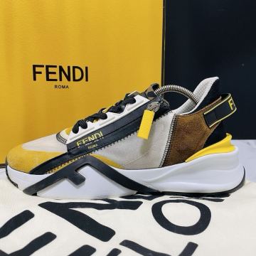 美品●FENDI FLOW フェンディ フロー ズッカ FFロゴ ファブリック スエード ジップ スニーカー シューズ 靴 マルチカラー メンズ 25cm相当