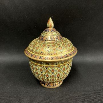 (5)あ115【中古品】タイ　ベンジャロン焼　壺小物入れ　置物　アジアン　