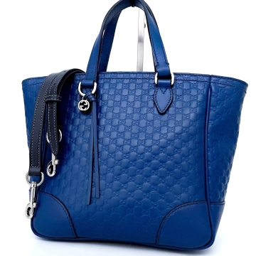 1円■未使用級■幻の逸品■型崩れ無し■希少色■GUCCI グッチ 2way マイクロシマ トートバッグ ビジネス メンズ レディース レザー ブルー