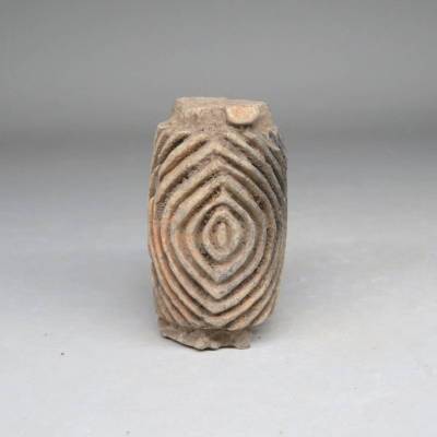 「都内コレクター所蔵品」4-3 タイ古陶磁　バンチェン土器　紀元前図柄用ロール　◆出土　発掘品　貴重品　lot:11732