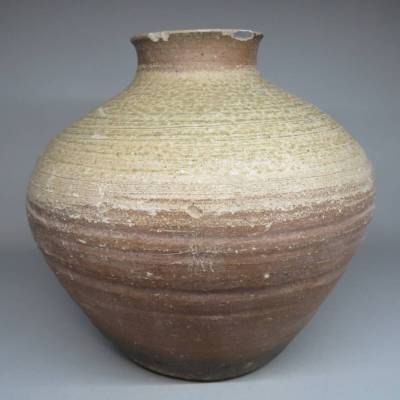 「都内コレクター所蔵品」クメール時代　陶器製 青褐釉大壷 カンボジア　スンコロク　宋胡録 スワンカローク　東南アジア諸国古陶器11724