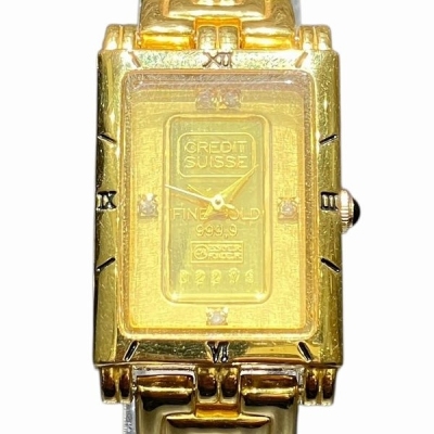 1円～最落なし クレディ・スイス FK-929-C クォーツ インゴット文字盤 時計 腕時計 レディース☆0330