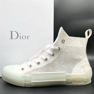 1円 【未使用級】 Christian Dior クリスチャンディオール B23 オブリーク エンボス メンズ ハイカット スニーカー シューズ 靴 28cm相当