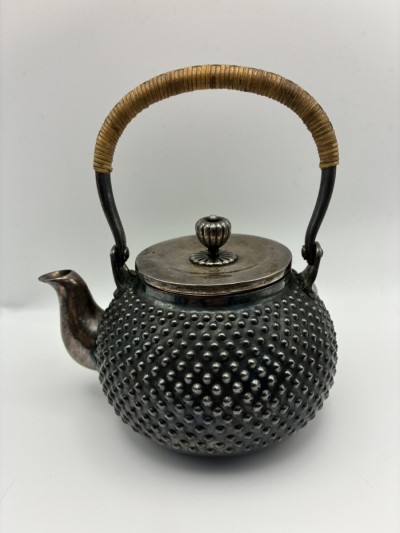 希少 金寿堂 小型 銀瓶 純銀 323.5g あられ 鉄瓶 骨董品 古道具 煎茶道具