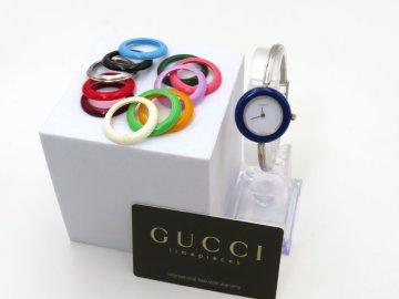 1円 グッチ 11/12.2L チェンジベゼル SS ホワイト文字盤 レディース 稼働 QZ 保　替えベゼル×11 28239 KA