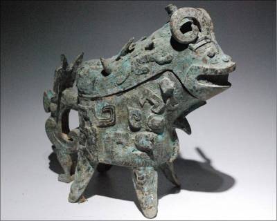 中国美術 古代青銅器 獣面文 羊尊 方尊 四羊方尊 祭器/盛酒器/唐物/古玩
